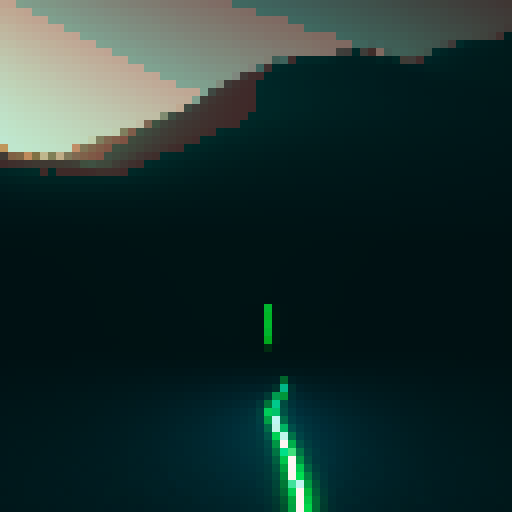 "Futuristic, pixelated spaceships with neon blue and yellow designs zoom through a digital landscape, leaving behind vibrant trails of light."