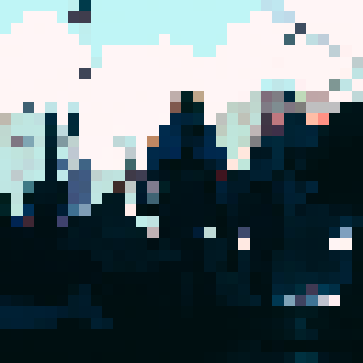 royal space force the wings of honnêamise soldier walking towards war torn city with a panzer faust on his back and a rifle in his hand. A Squad Mate of his is looking towards him in background, he has a cape on and a hood carries a sniper rifle. City has snow on it. Colorful but not to bright of colors. 