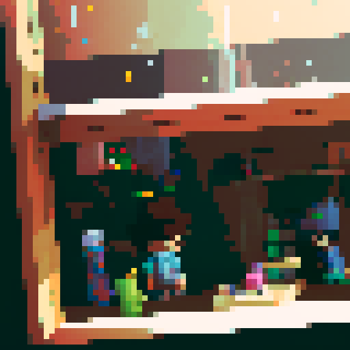 boy with long hair, hat on, bottle next to him, unbothered, mirror reflecting party behind him, pixel art, a lot of people behind him