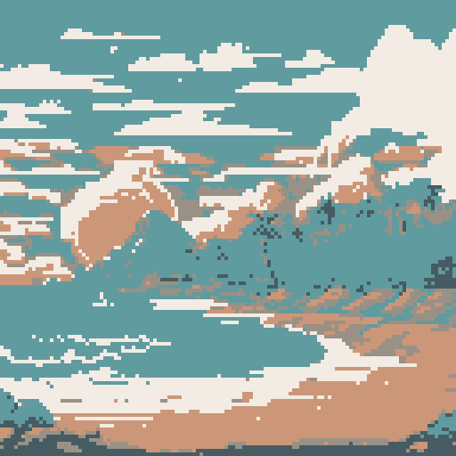 Sunrise at beach, palm trees, sandy shore, , clouds