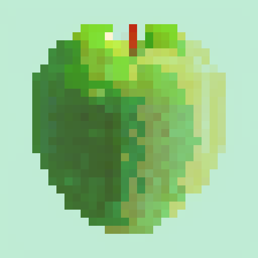 green apple, in the center, simple pixel art