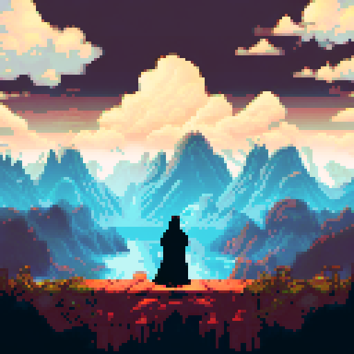 Dark figure, white hair, black robe, game asset