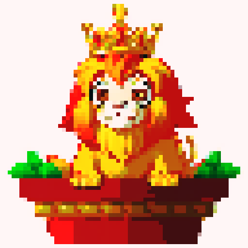 golden lion tamarin, Habbo Hotel game style, with a crown and royal attire