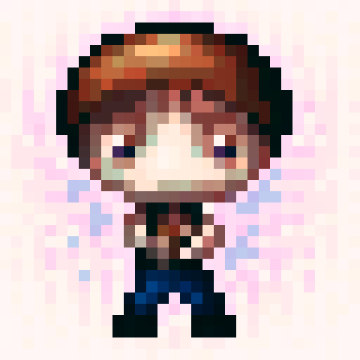 Chibi boy with rosy cheeks, looking from a first person point of view, indie game style avatar