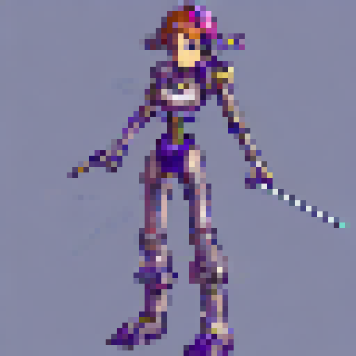 chrono trigger sprite, woman robot with laser sword
