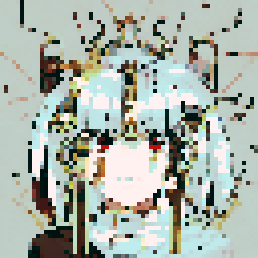 Mysterious Egyptian god Plutus, intense gaze, golden headdress, glowing eyes, sharp features, intricate hieroglyphics, vibrant colors, character portrait, close up, anime style, pixel art