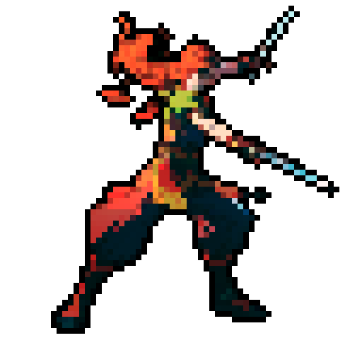 Full body image of a Warrior facing left with sword out. Ready to fight.