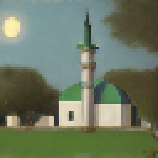 picture of a mosque with a moon in the background