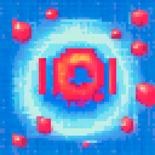 Pixelated youtube icon with a white down arrow next to it