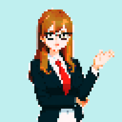 bust, secretary, middle-part hair, young female, suit,