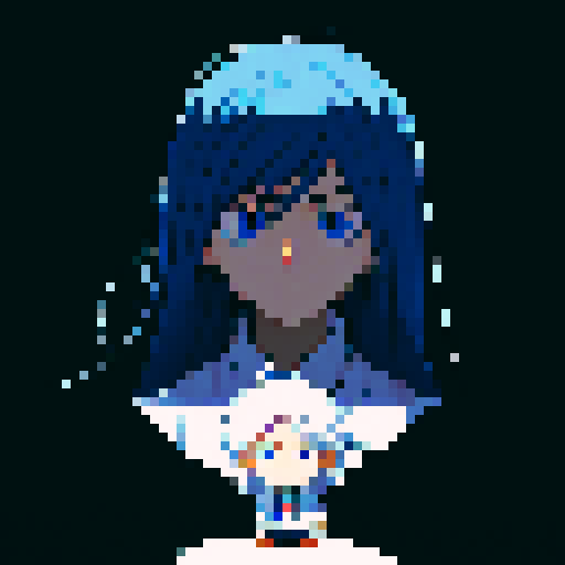 omori style. boy with long and white hair blue eyes 