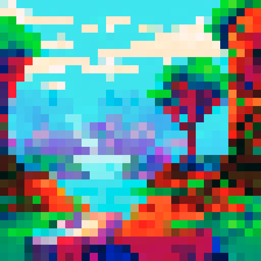 colorful paintbrush, vibrant sRGB hues, bold black outlines, pixel art, 32x32