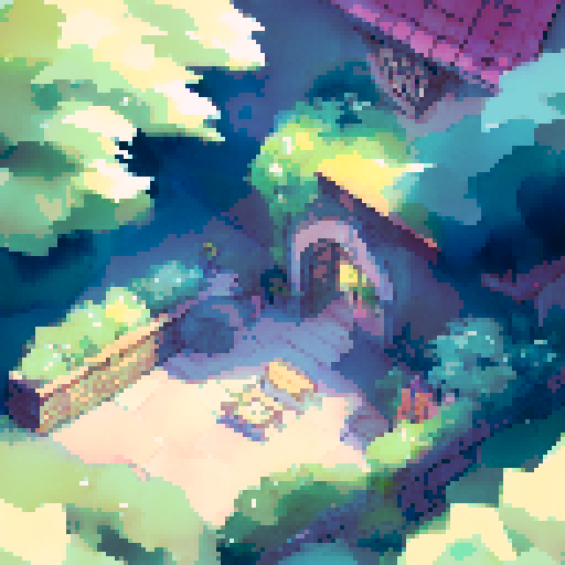 circular composition of a beautiful landscape in watercolor style 