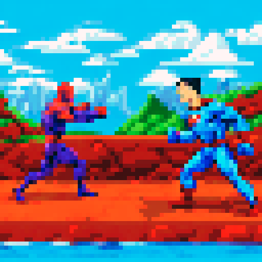 Superhero punching a villain in the face