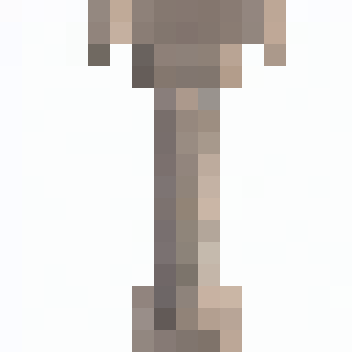 Shimmering metal blade with intricate engravings, adorned with glowing gems, in a pixelated close-up portrait fit for a game icon in 16x16 style.