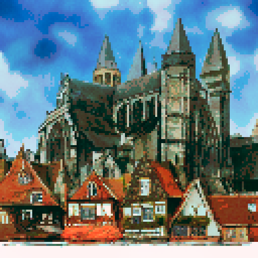 Tournai Belgium, today. Slice of life. Populate image. Cartoon color tones.