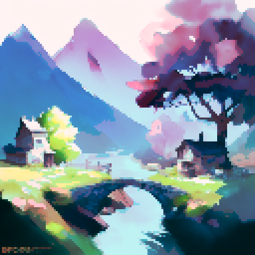 circular composition of a beautiful landscape in watercolor style 