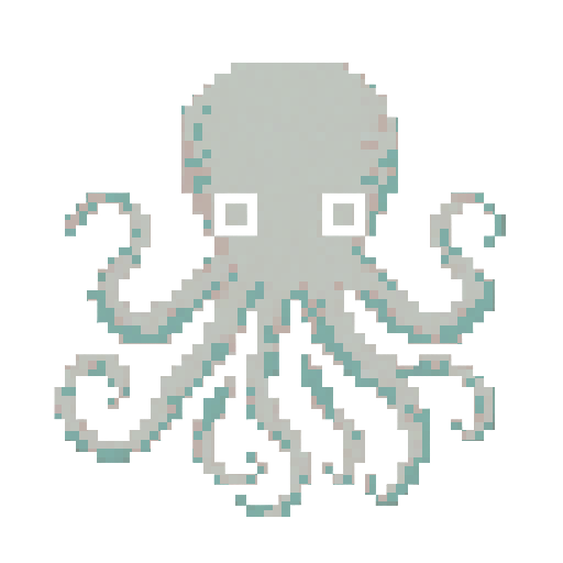 Octopus pixelated, monochrome palette, techy aesthetic and simple