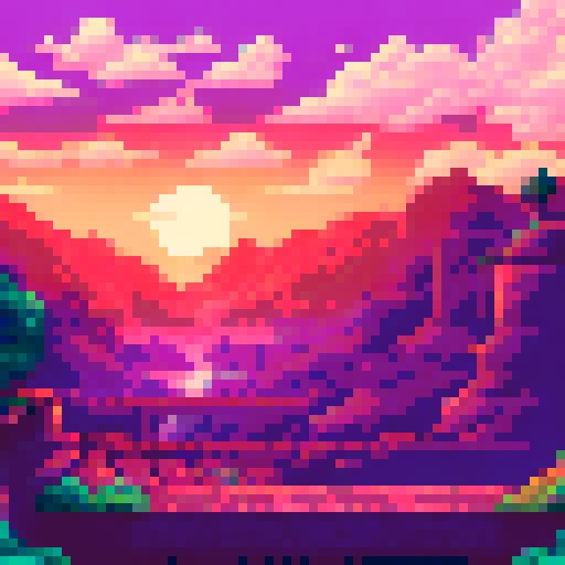 purple sky, gold, green, metalic blue