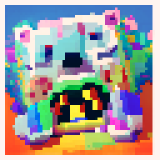 chihuahua, pixel art, sRGB, tiny, vibrant, playful, expressive, big eyes, floppy ears, wagging tail, textured fur, small paws, bold outlines, low resolution, retro, digital, 8-bit
