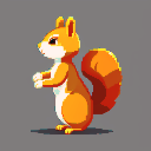 squirrel, fullbody sideview, sprite sheet