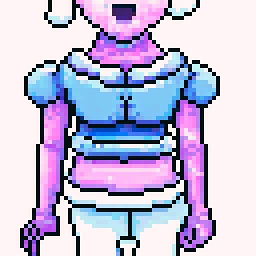 Cozy and sleepy character sprite, purple and blue shades, pixel art style, isometric view, fantasy RPG