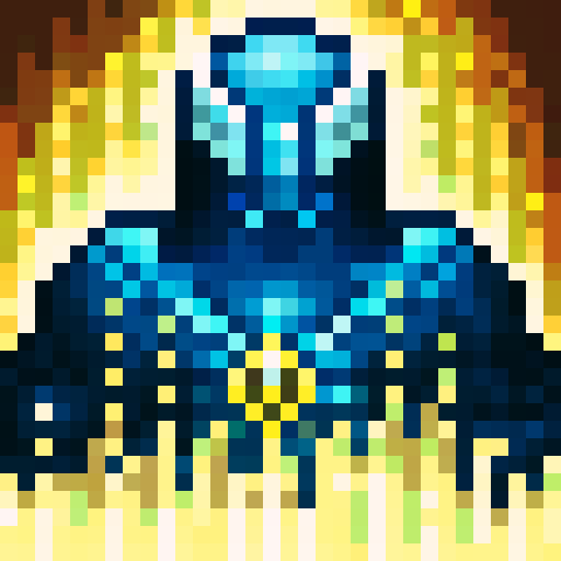 sword icon speed, vibrant blue, pixelated, game icon, skillfully crafted, intricate details, 32x32 pixels, sRGB colors, close-up view, portrait style, dynamic shading, glossy finish