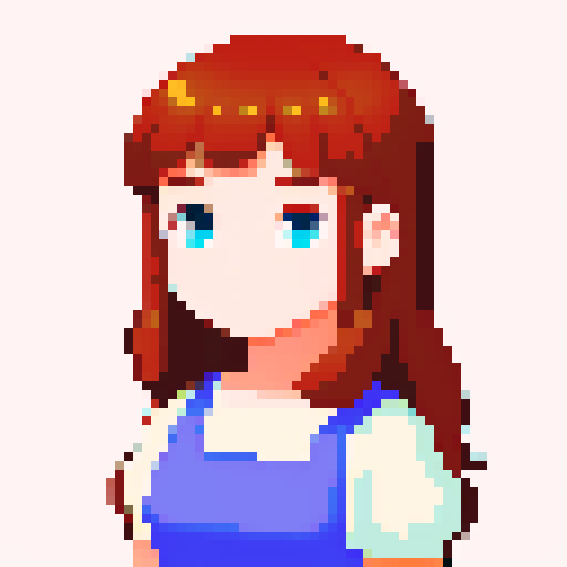 lovely young girl, around 16 years old, pixel art