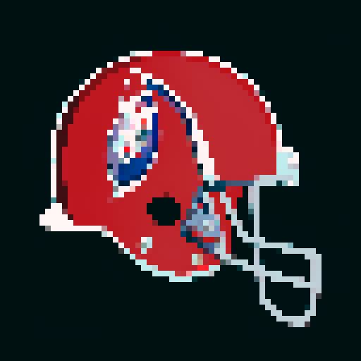 WFL world football league american pro football helmet, NFL, flat, facing right, pixel art, retro, icon, colorful