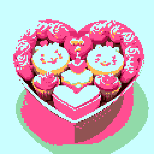Box of Valentine's Day chocolates, specifically shaped like cupcakes with intricate details such as pink frosting and decorative toppings. Charming and romantic theme. The cupcakes within the box should exhibit a variety of delightful designs