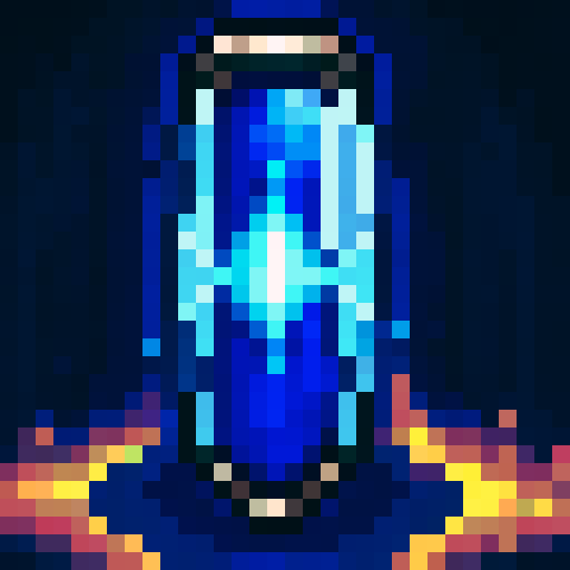 Warp stone emitting blue-ish energy, no background, game icon, 32x32 pixel art, sRGB, skill art, close up, portrait