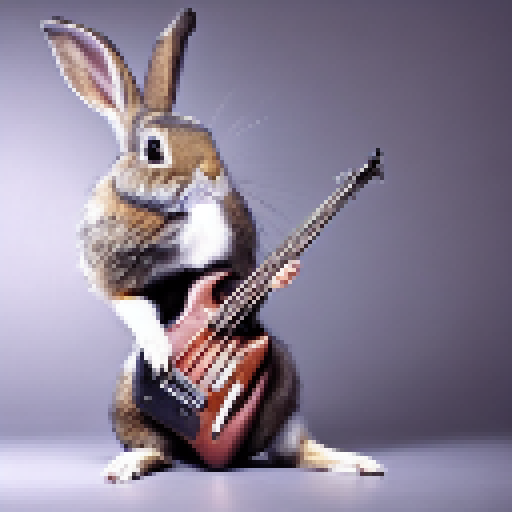 a rabbit playing the bass guitar
