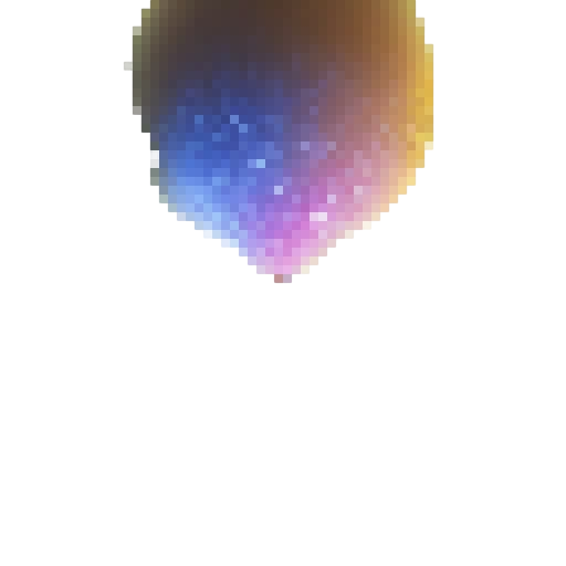 A mystical apple, shimmering with iridescent colors, produces a burst of sparkling magic as it grows in a whimsical forest full of glowing mushrooms and fireflies.