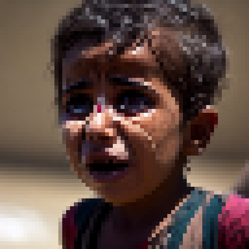 A Yemeni child cries from the impact of the war
