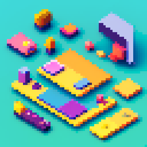 2D Pixel Art UI selection box with vibrant colors, clean lines, and retro aesthetics