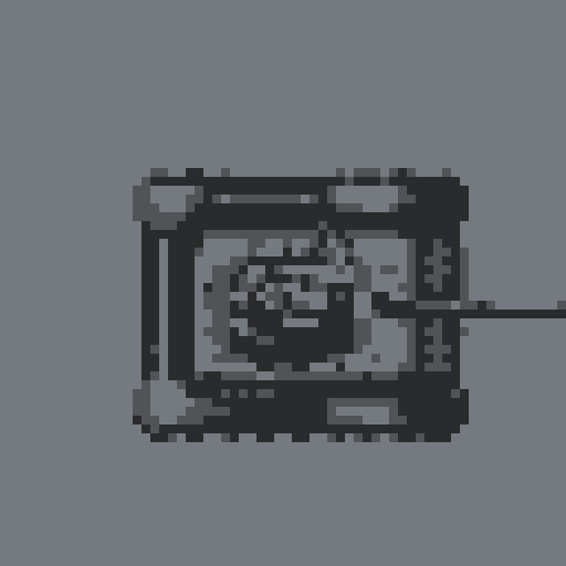 Create a 32x32 pixel top-down sprite of a military tank with a prominent turret, gun barrel, and visible treads, in a color scheme of gray, with a transparent background