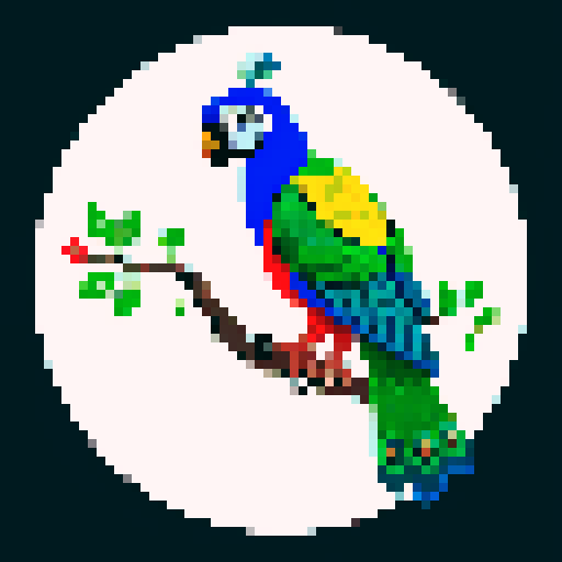 colorful birds with details like peacock or parrot