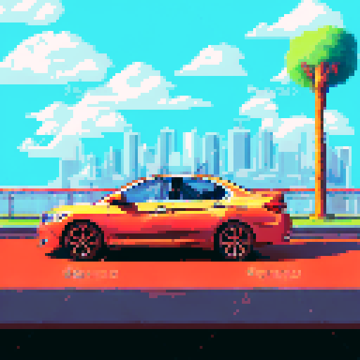 Photorealistic, centered Honda Accord in a three quarter view, right wheel in front, clean background, pixel art style with sRGB colors