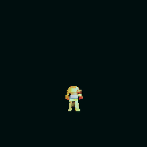 top-down RPG pixel male torso, muscular build, no head, completely naked, no shading, idle position, arms relaxed by the sides, legs slightly apart, 56x89 frames centered in a 128x128 canvas, transparent background, front facing.