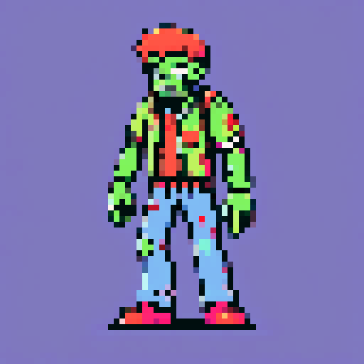 half eaten zombie 8-bit gore