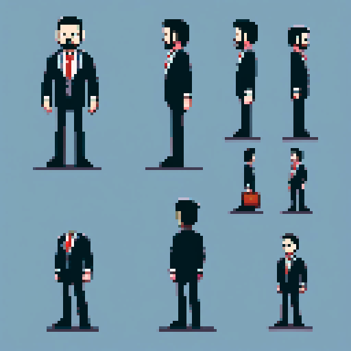 HR manager, male, formal dress, German national, pixel art, sRGB
