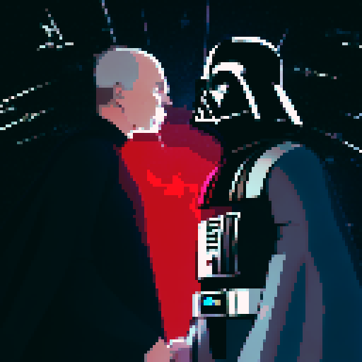 cz Binance as star wars rebel versus Gary gensler as Darth Vader with mask off