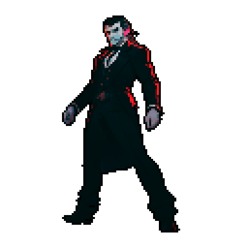 vampire lord, male vampire, full-body image, gentleman, dracula, ready to fight, facing left, cathedral, gothic background, detailed background, dark chamber, cool pose