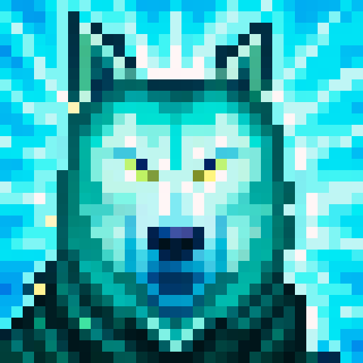 Wolf avatar, portrait, glowing eyes