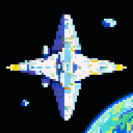 a pure 2d sprite for a space game. a top down view of a triangular spaceship all by itself ,style of the 80s. The spaceship should not have any shadows.
