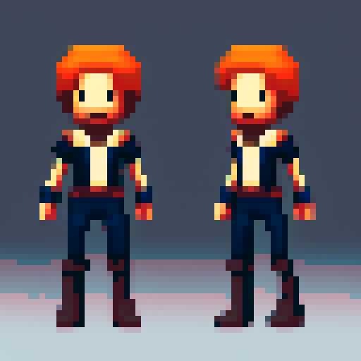 please give me some base templates for a side-scroller, a hack-and-slash game I can use to make my own characters. Give them reasonable proportions and give one female and one male.