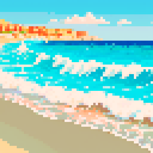 mediterranean waves, vibrant colors, fluid movement, contrasting hues, textured brushstrokes, sRGB palette, no land -- just waves