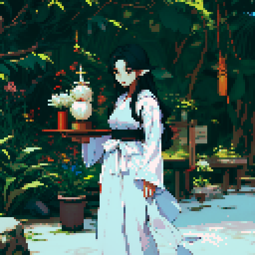 Southeast Asian woman, long wavy hair, White skin, oval face, black eyes, age 20, wearing a robe