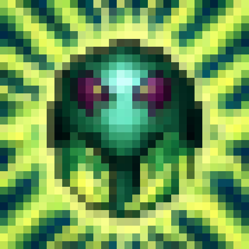 Cute alien with smile. Centre with padding around the outside