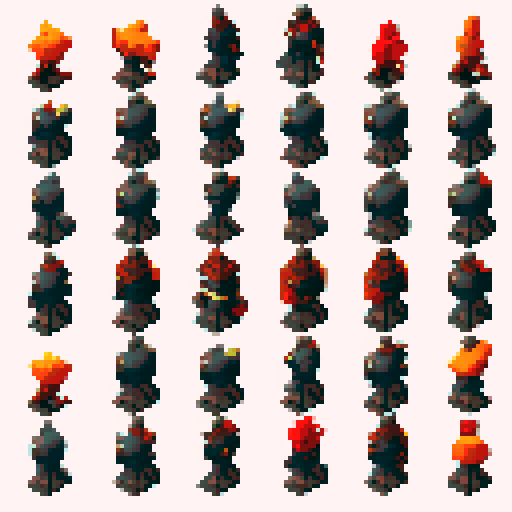 sprite sheets for the hero character, a 32x32 armored woman sprite, wielding a sword and shield, with animation frames for walking, running, dodging, blocking, and attacking. Two expressive 64x64 portraits for dialogue are tucked in the corner.